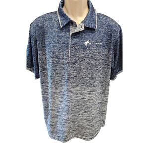 AKWA BRONCO emblem blue ombre made in USA golf shirt L wicking performance polo